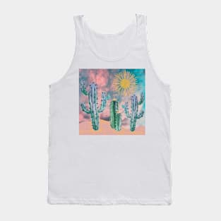 Abstract Cactus Scene - Pink Blue Tank Top